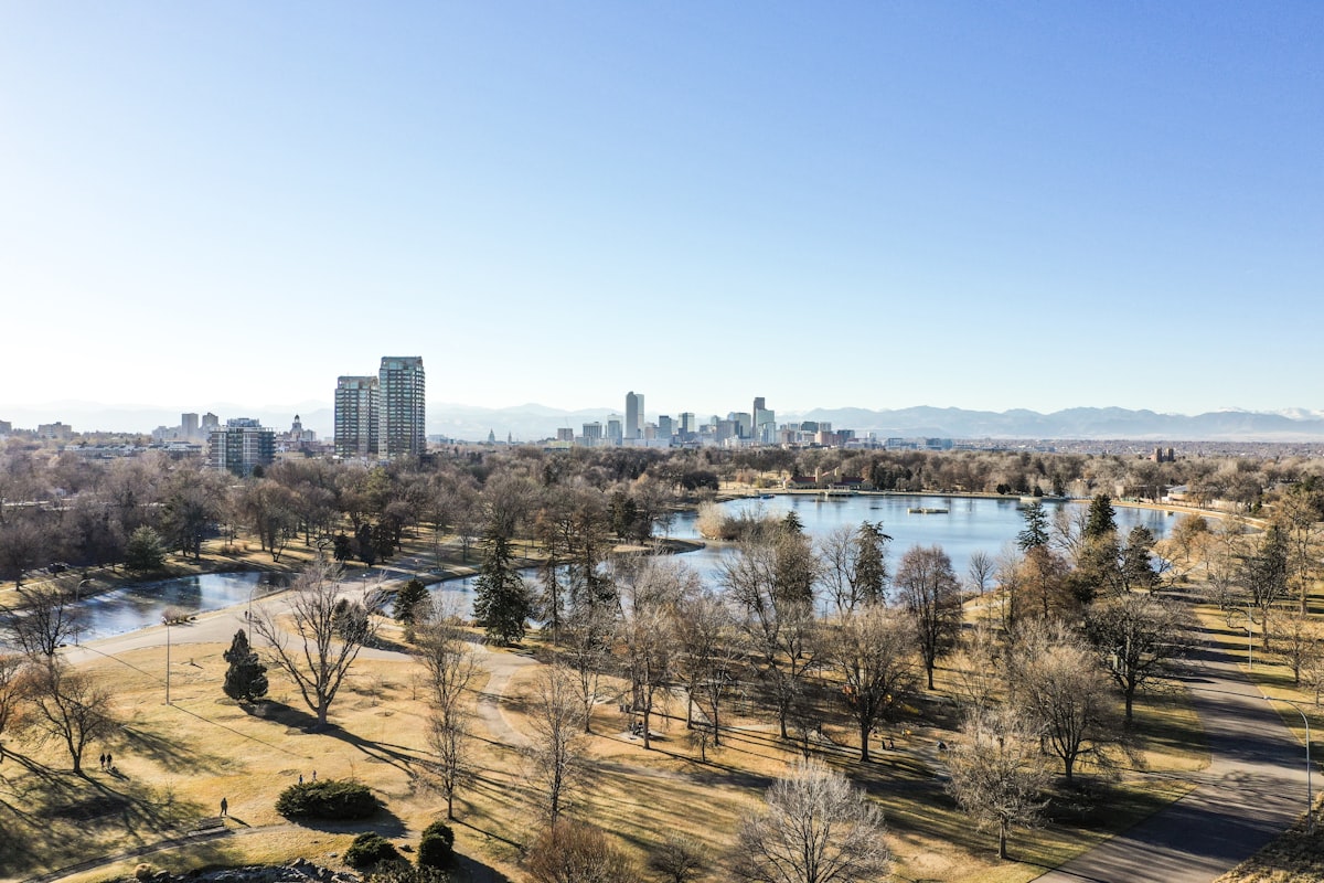 Denver skyline with mountains - Spencer Roofing service area
